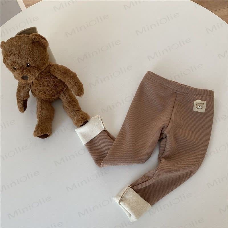 Toddler Bear Patch Ribbed Fleece Lined Leggings - image 9
