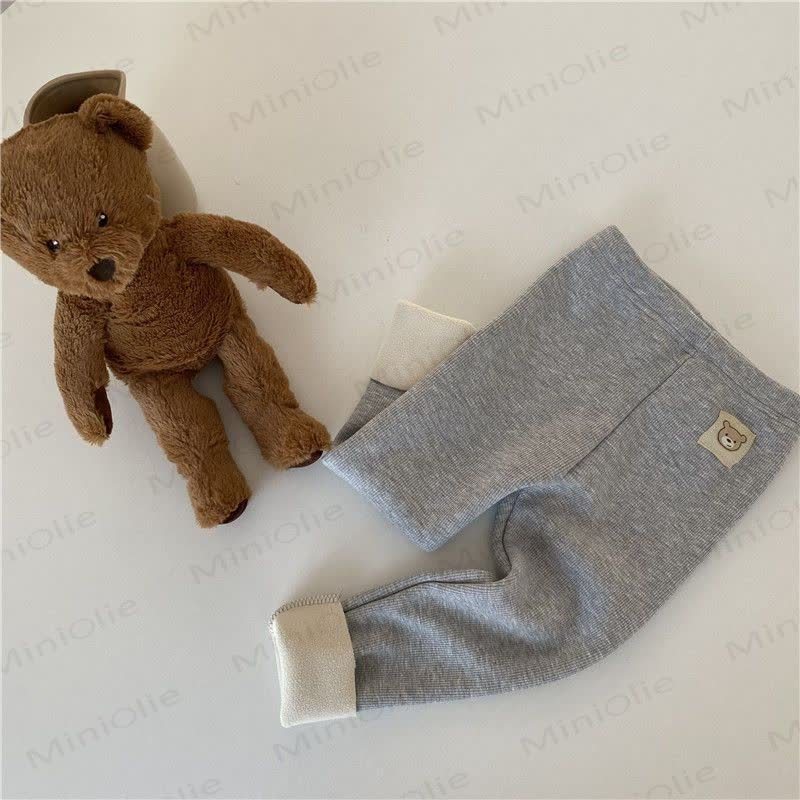 Toddler Bear Patch Ribbed Fleece Lined Leggings - image 13