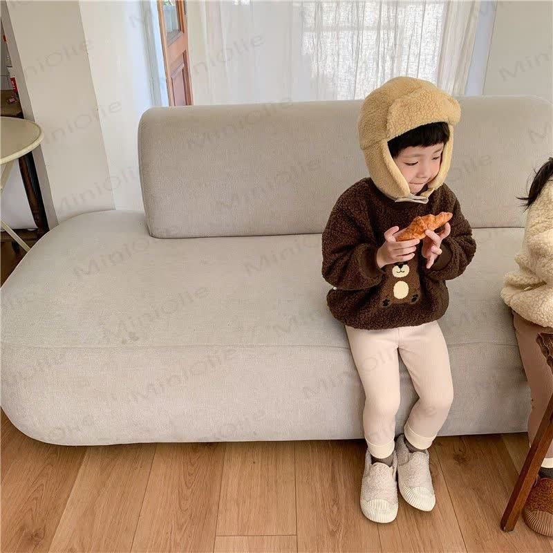 Toddler Bear Patch Ribbed Fleece Lined Leggings - image 15