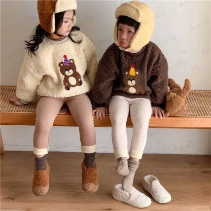 Toddler Bear Patch Ribbed Fleece Lined Leggings - image 17