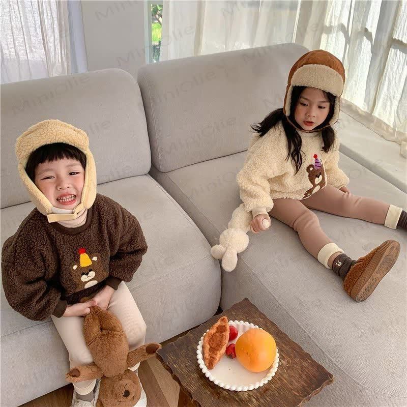 Toddler Bear Patch Ribbed Fleece Lined Leggings - image 18