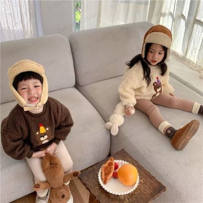 Toddler Bear Patch Ribbed Fleece Lined Leggings - image 18