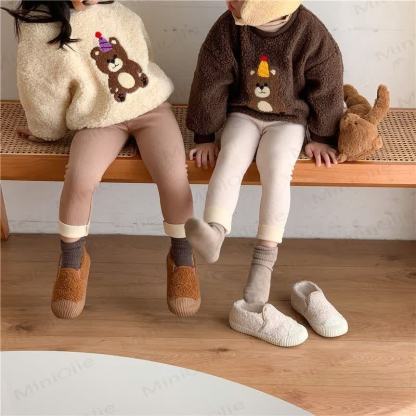 Toddler Bear Patch Ribbed Fleece Lined Leggings - image 19