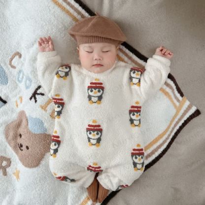 Baby Animal Fleece Long Sleeve Pajama Romper - Penguin - 2-3T - image 1