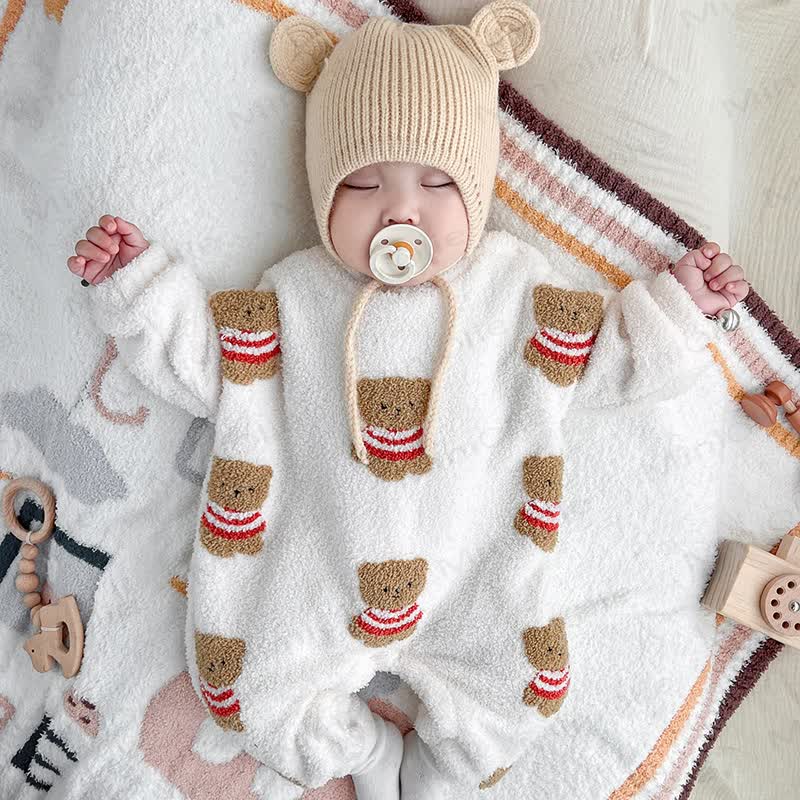 Baby Animal Fleece Long Sleeve Pajama Romper - Teddy - 2-3T - image 7