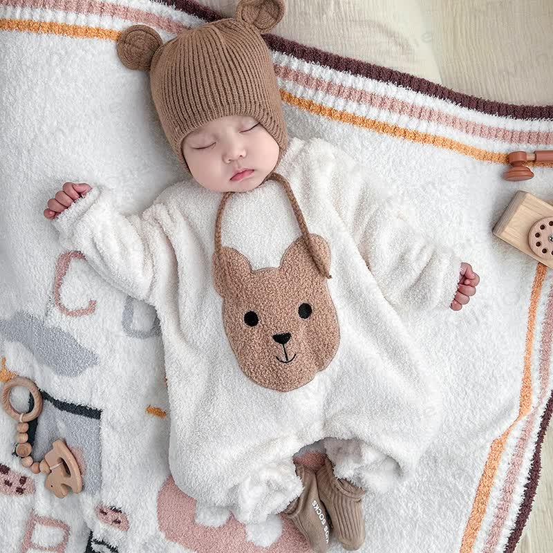 Baby Animal Fleece Long Sleeve Pajama Romper - Bear - 2-3T - image 5