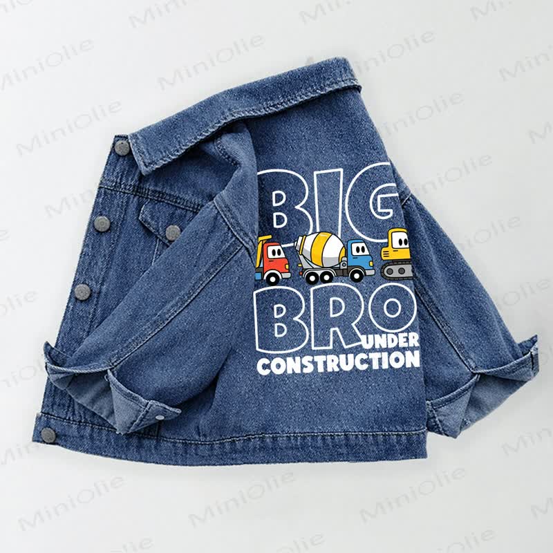 BIG BRO UNDER CONSTRUCTION Toddler Kid Vehicle Denim Jacket - Blue - 10-11T - image 1