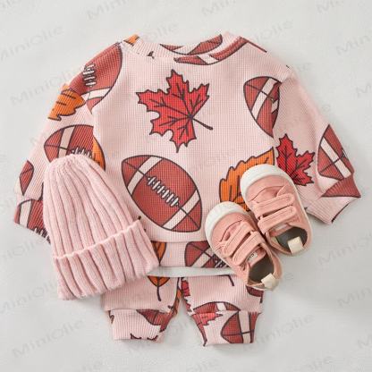 Baby Football Maple Waffle Sweartshit and Pants 2-piece Set - image 3