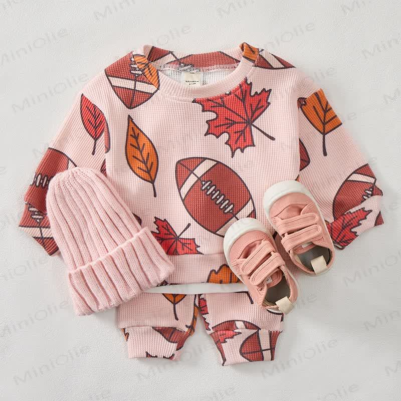 Baby Football Maple Waffle Sweartshit and Pants 2-piece Set - image 2