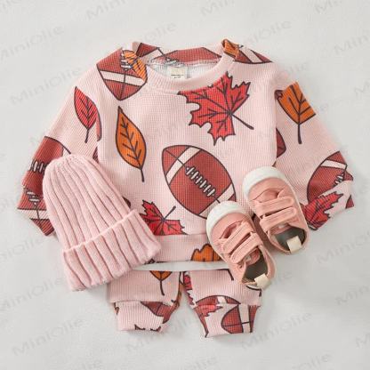 Baby Football Maple Waffle Sweartshit and Pants 2-piece Set - image 2