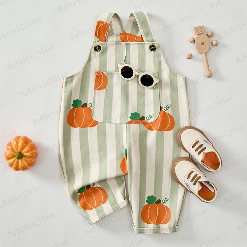 Baby Toddler Pumpkin Stripes Overalls - image 2