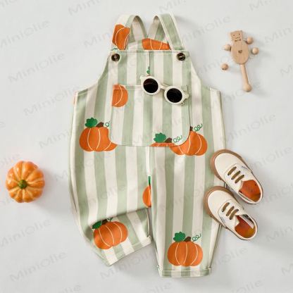 Baby Toddler Pumpkin Stripes Overalls - image 2