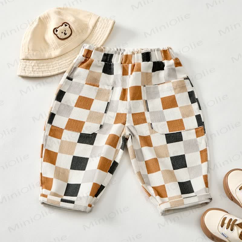 Baby Toddler Beige Checkerboard Cord Pants - image 2