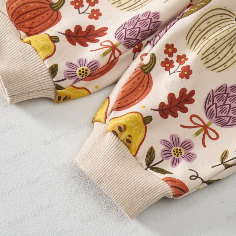 Baby Fall Pumpkin Floral Print 2-piece Set - image 6