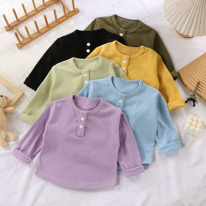 Toddler Multiple Color Options Casual Mock Neck Long Sleeve Tee - image 1
