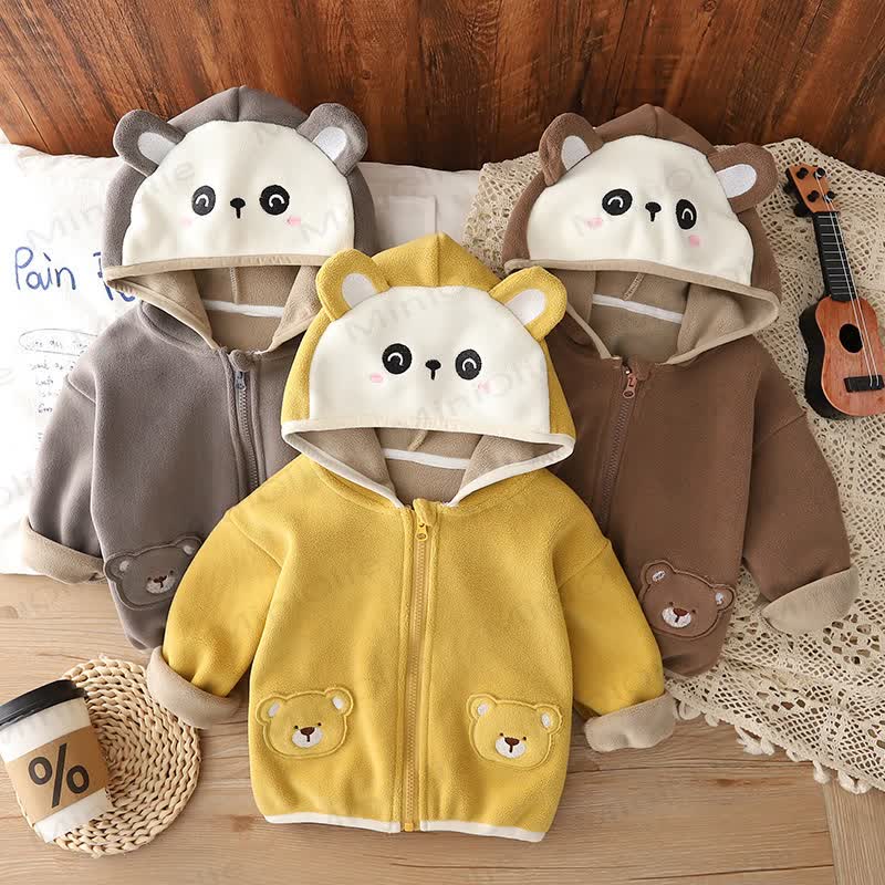 Baby Toddler Cartoon Bear Fleece Hoodie - image 1
