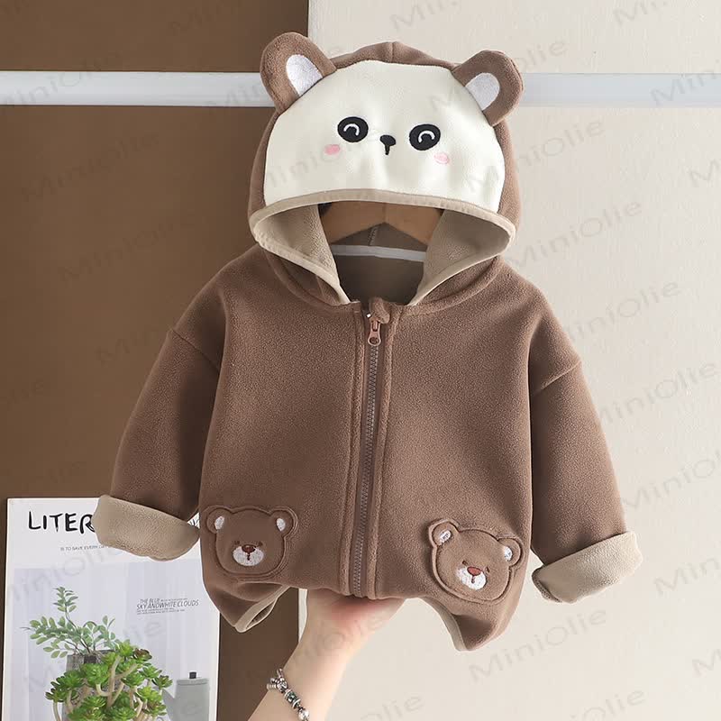 Baby Toddler Cartoon Bear Fleece Hoodie - Brown - 4-5T - image 7