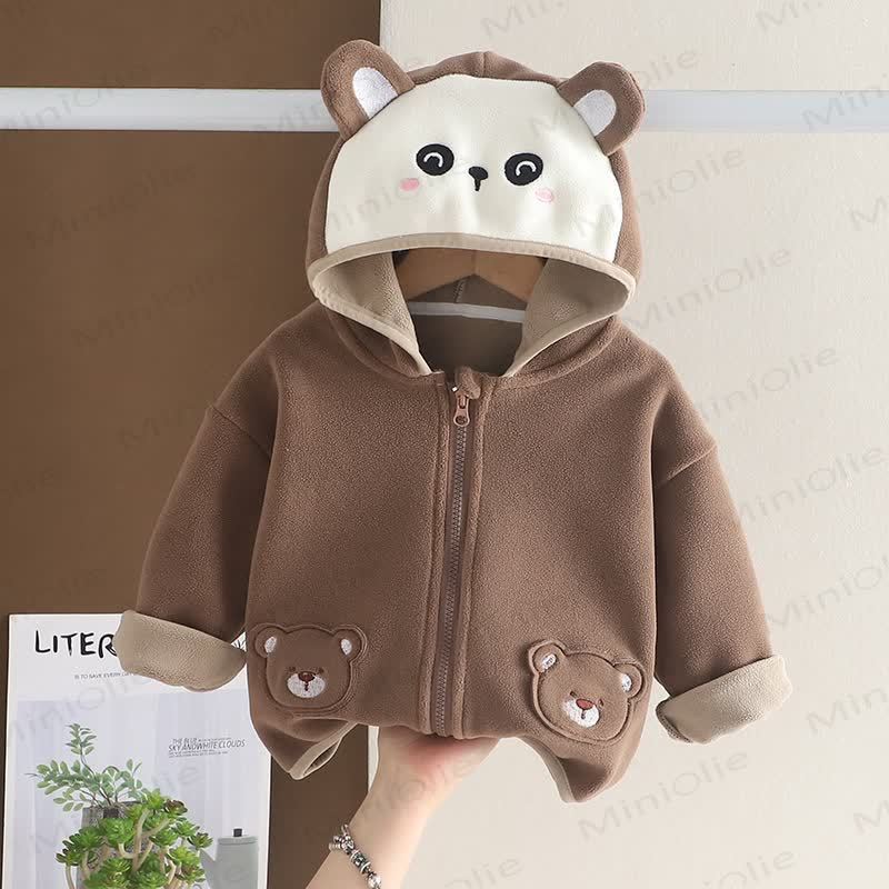 Baby Toddler Cartoon Bear Fleece Hoodie - Brown - 4-5T - image 7