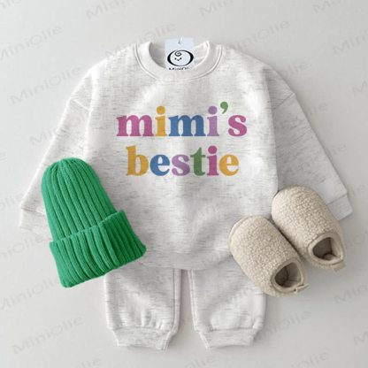 MIMI'S BESTIE Baby Light Grey Sweatshirt 2-piece Set - Light Grey - 2-3T - image 1