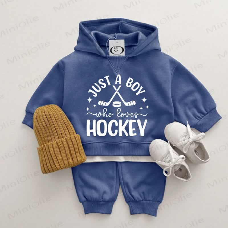 JUST A BOY WHO LOVES HOCKEY Baby 2-Piece Blue Hooded Set - Blue - 2-3T - image 1