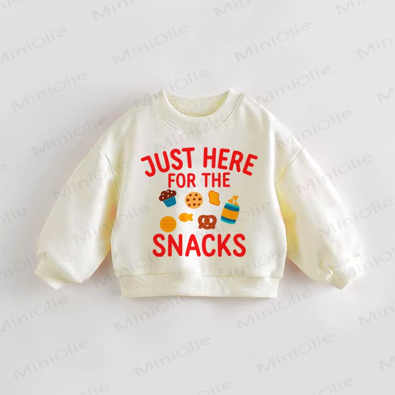 JUST HERE FOR THE SNACKS Baby Toddler Food Print Cream Sweatshirt - Cream - 3-5T - image 1
