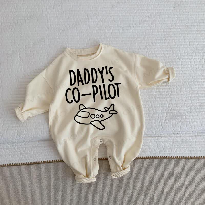 DADDY'S CO-PILOT Baby Toddler Plane Print Beige Romper - Beige - 2-3T - image 1
