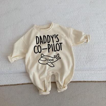 DADDY'S CO-PILOT Baby Toddler Plane Print Beige Romper - Beige - 2-3T - image 1
