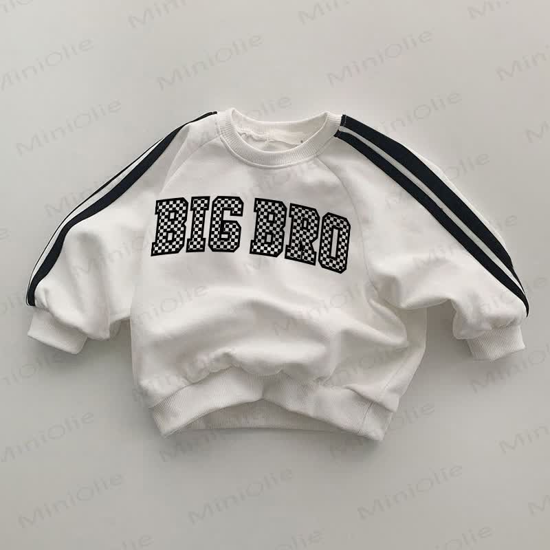 BIG BRO Baby Black Striped Sleeve White Sweatshirt - White - 2-3T - image 1