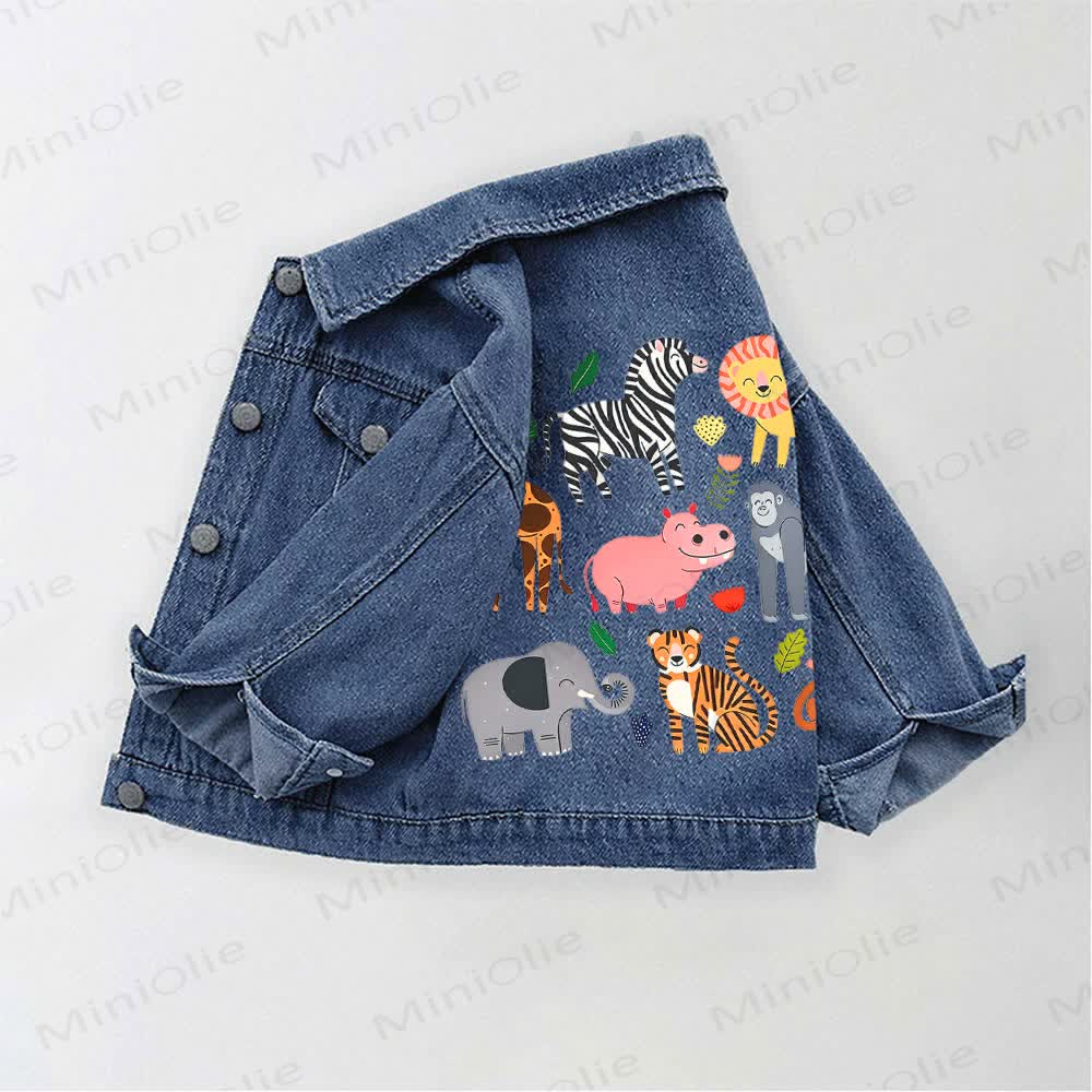 Toddler Kid Animal Denim Jacket - Blue - 10-11T - image 1