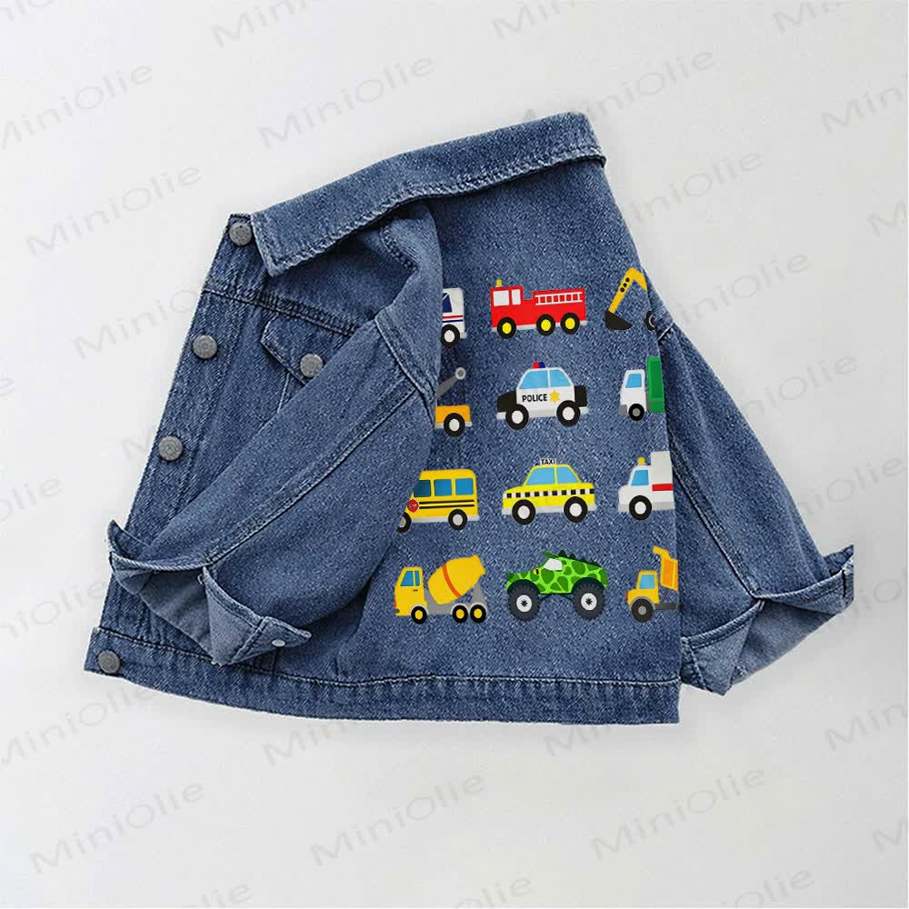 Toddler Kid Vehicle Denim Jacket - Blue - 10-11T - image 1