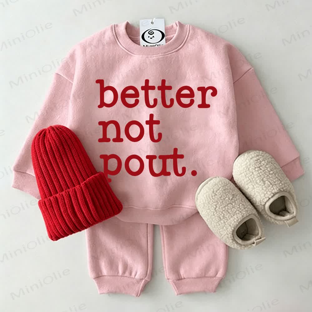 BETTER NOT POUT. Baby Sweatshirt 2-piece Pink Set - Pink - 2-3T - image 1