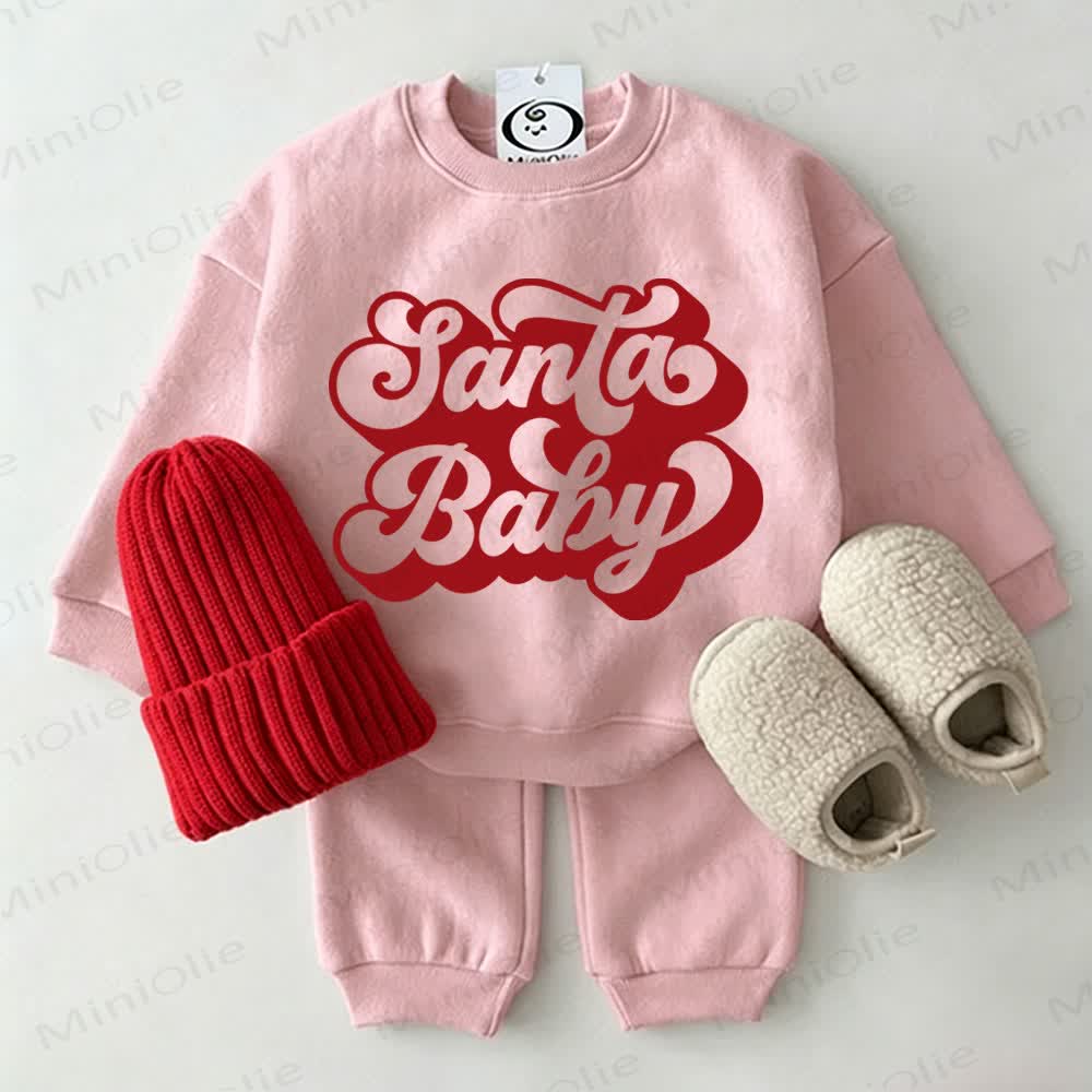 SANTA BABY Baby Sweatshirt 2-piece Pink Set - Pink - 2-3T - image 1