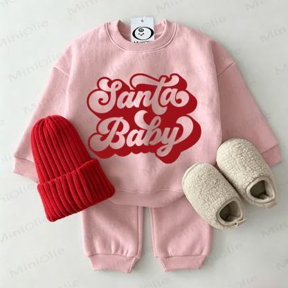 SANTA BABY Baby Sweatshirt 2-piece Pink Set - Pink - 2-3T - image 1