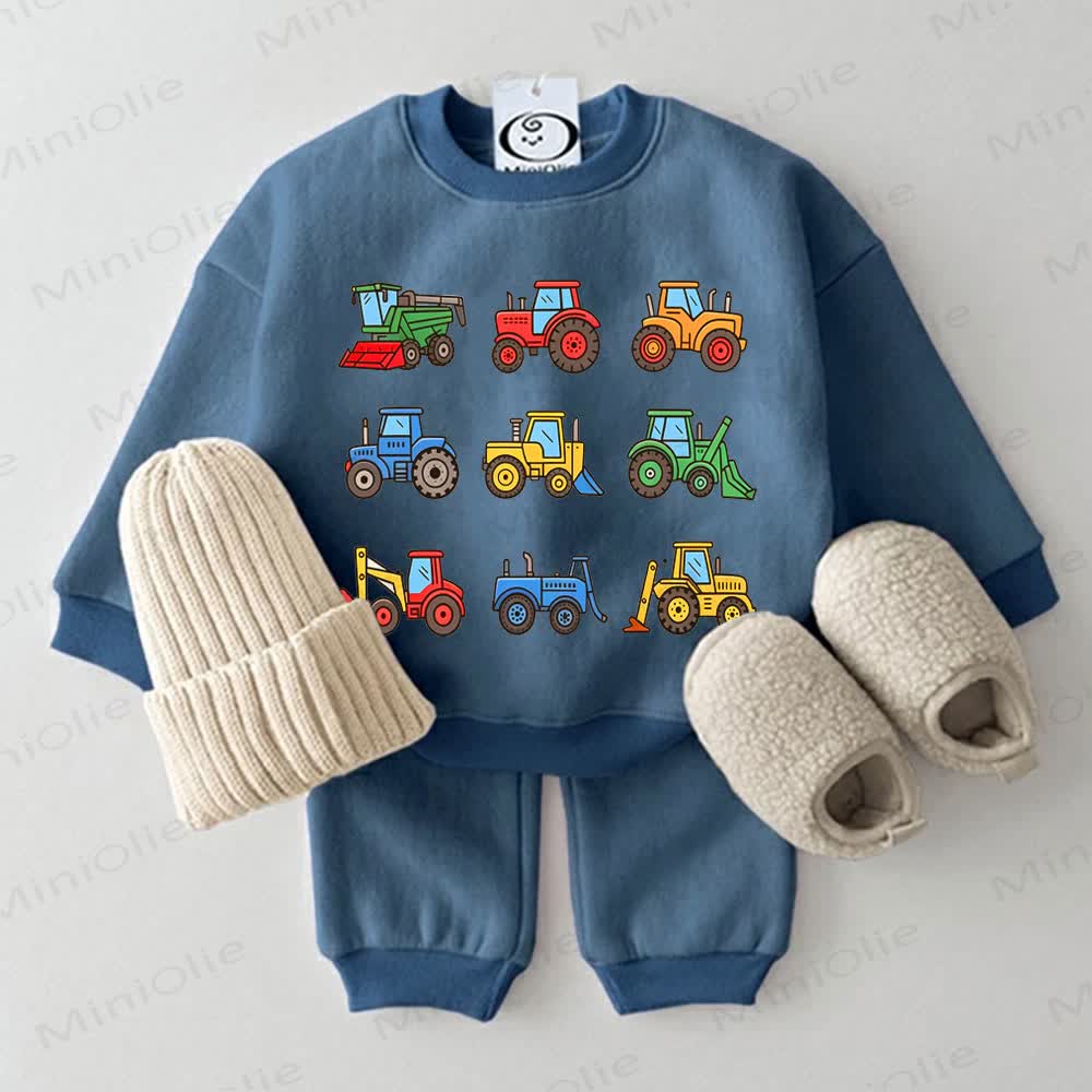Baby Vehicle Sweatshirt 2-piece Blue Set - Blue - 2-3T - image 1