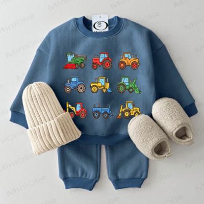 Baby Vehicle Sweatshirt 2-piece Blue Set - Blue - 2-3T - image 1