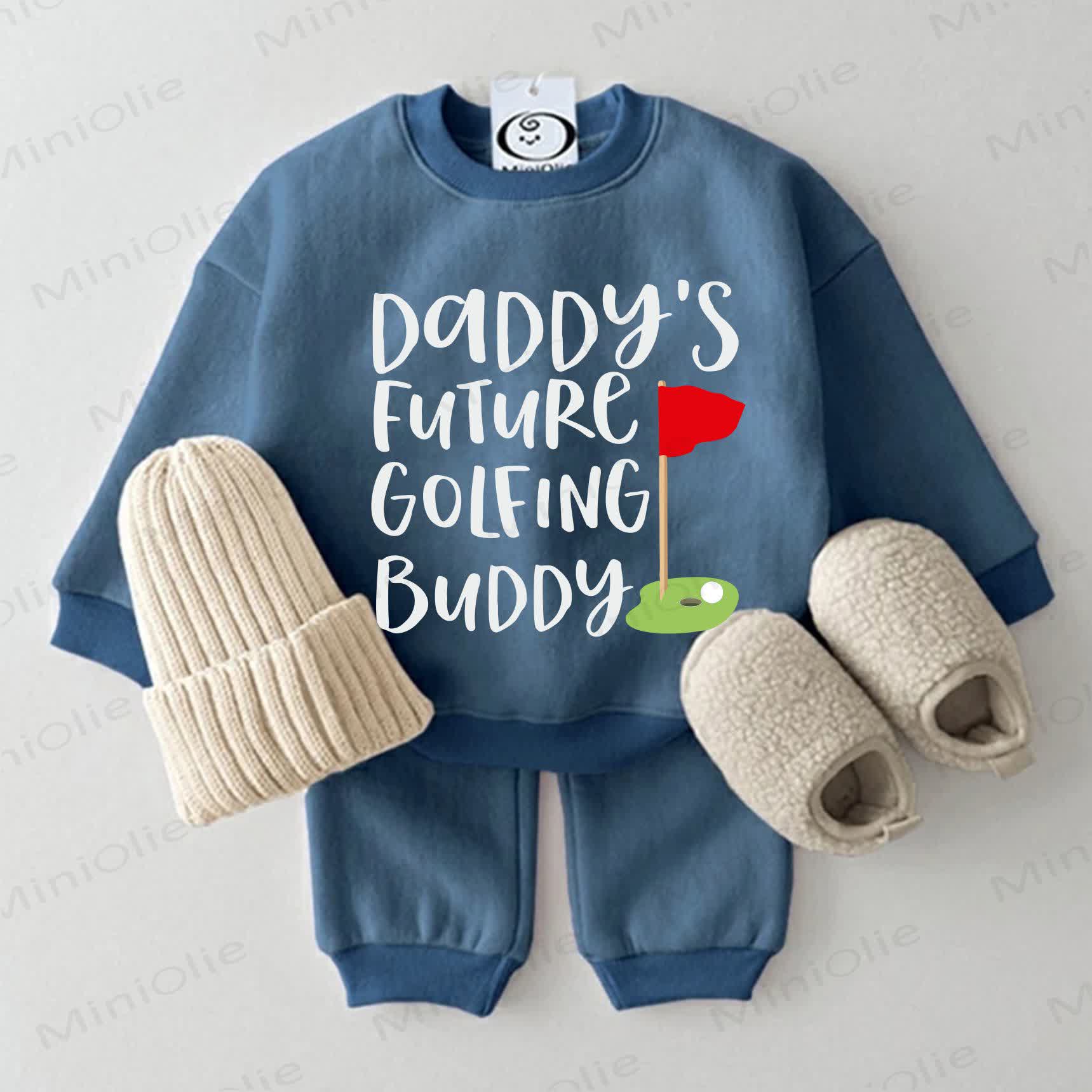 DADDY'S FUTURE GOLFING BUDDY Baby Sweatshirt 2-piece Blue Set - Blue - 2-3T - image 1