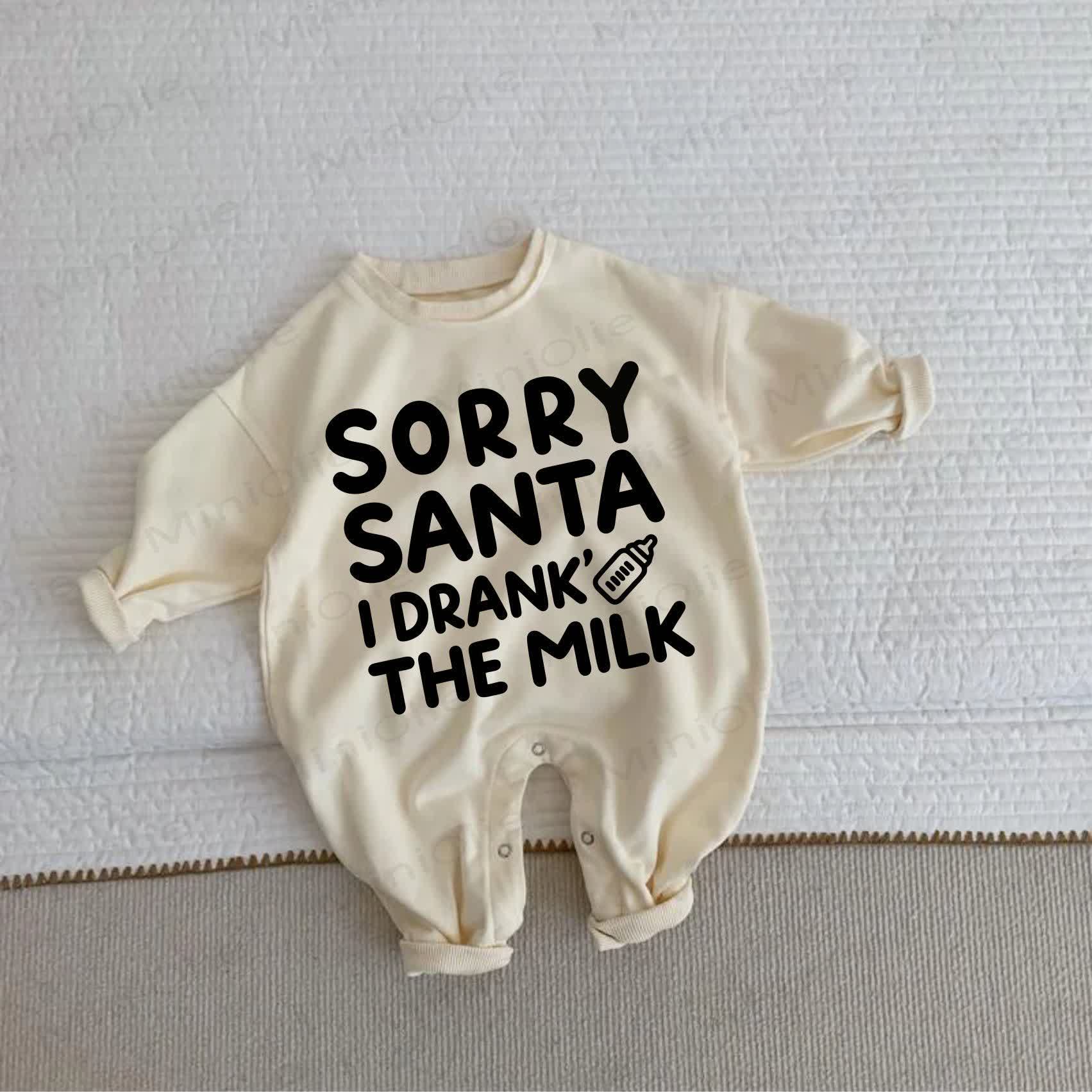 SORRY SANTA I DRANK' THE MILK Baby Toddler Beige Romper - Beige - 2-3T - image 1