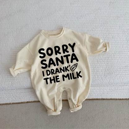 SORRY SANTA I DRANK' THE MILK Baby Toddler Beige Romper - Beige - 2-3T - image 1