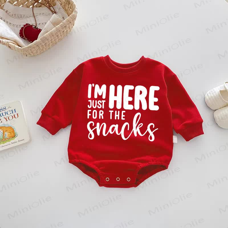 I'M HERE JUST FOR THE SNACKS Baby Red Bodysuit - Red - 18-24M - image 1