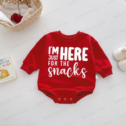 I'M HERE JUST FOR THE SNACKS Baby Red Bodysuit - Red - 18-24M - image 1