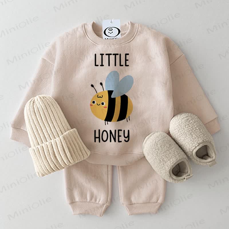 LITTLE HONEY Baby Sweatshirt 2-piece Set - Beige - 2-3T - image 1