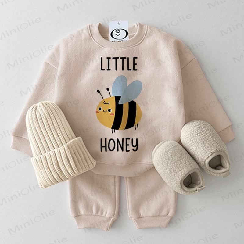 LITTLE HONEY Baby Sweatshirt 2-piece Set - Beige - 2-3T - image 1