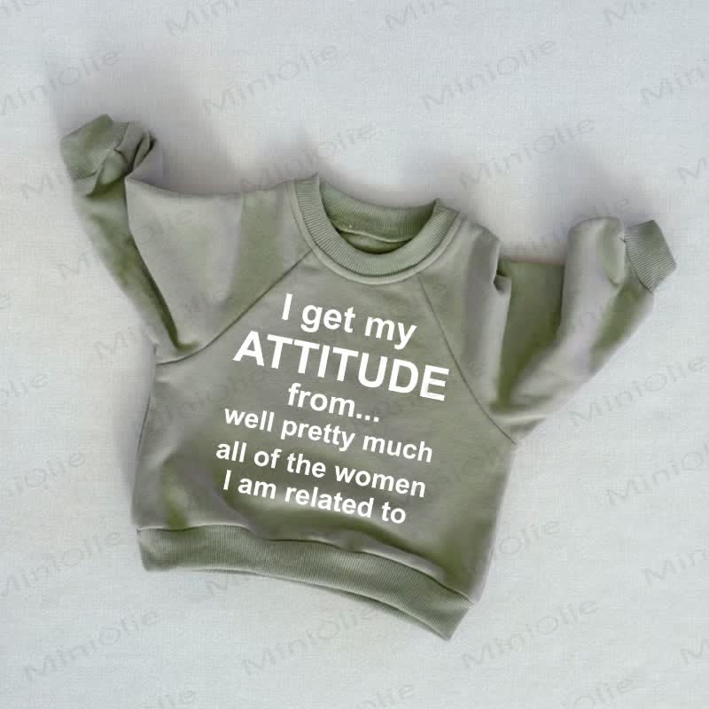 I GET MY ATTITUDE RROM... Baby Toddler Grey Green Sweatshirt - Grey Green - 3-5T - image 1