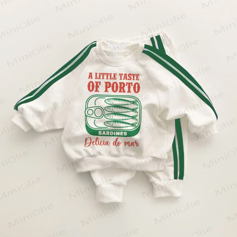 A LITTLE TASTE OF PORTO Baby Toddler Green Striped 2-piece Set - White&Green - 3-5T - image 1
