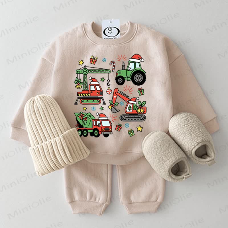 Baby Christmas Vehicle Sweatshirt 2-piece Set - image 1