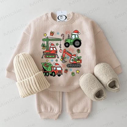 Baby Christmas Vehicle Sweatshirt 2-piece Set - image 1