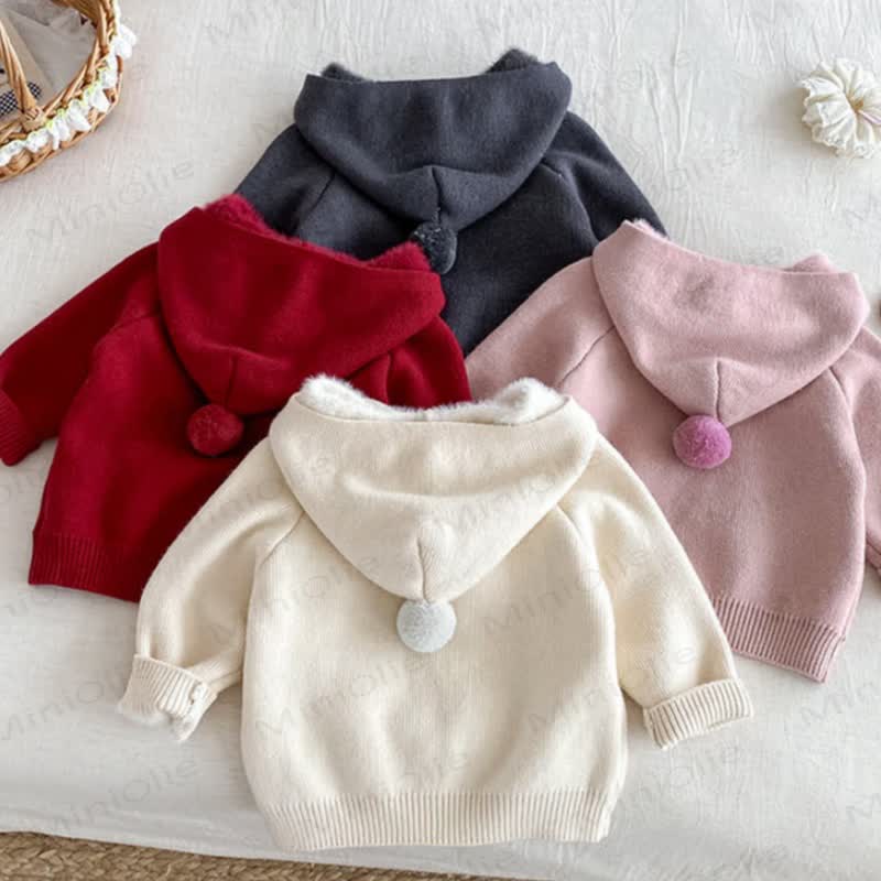 Baby Toddler Girl Pom Hood Knit Pullover Sweater - image 7