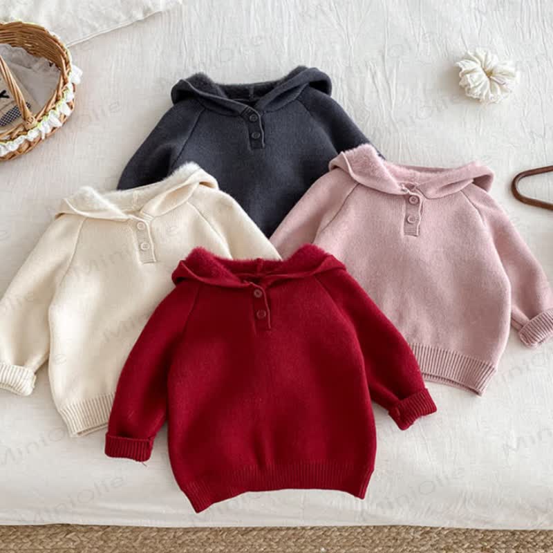 Baby Toddler Girl Pom Hood Knit Pullover Sweater - image 6