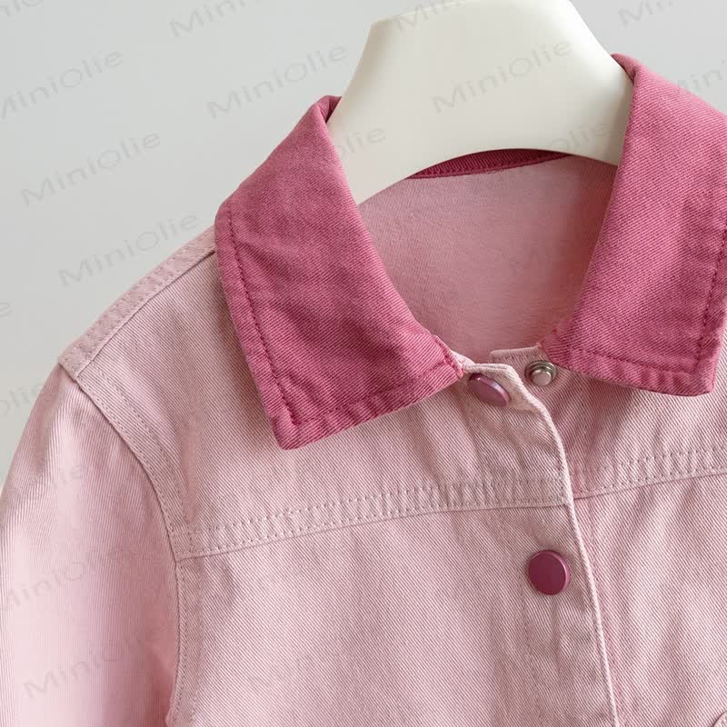 Toddler Girl Pink Contrast Collar Cat Pocket Jacket - image 3