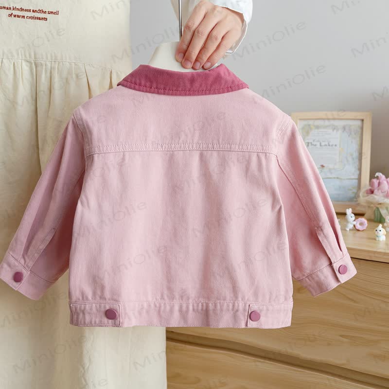 Toddler Girl Pink Contrast Collar Cat Pocket Jacket - image 2